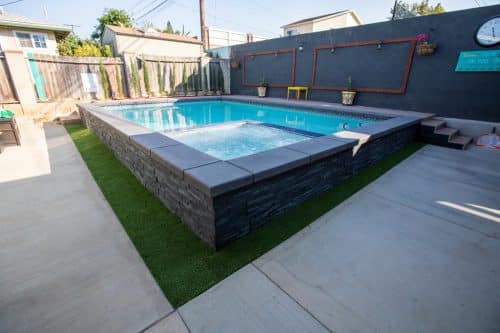 aboveground pool with spa