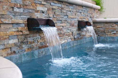 waterfall features in LA pool built by Los Angeles pool contractors