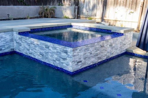 Inland Empire custom spa design with blue tiling
