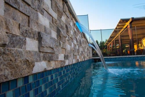 waterfall feature in custom Inland Empire swimming pool