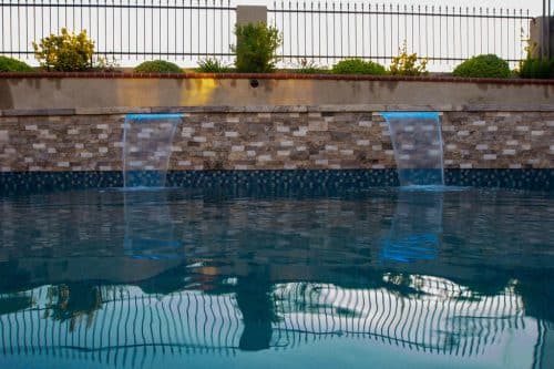 waterfall feature in custom Los Angeles swimming pool